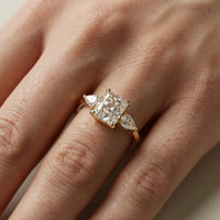 Grace Three Stone Radiant Diamond Engagement & Wedding Ring