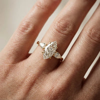 Grace Three Stone Marquise Diamond Engagement & Wedding Ring