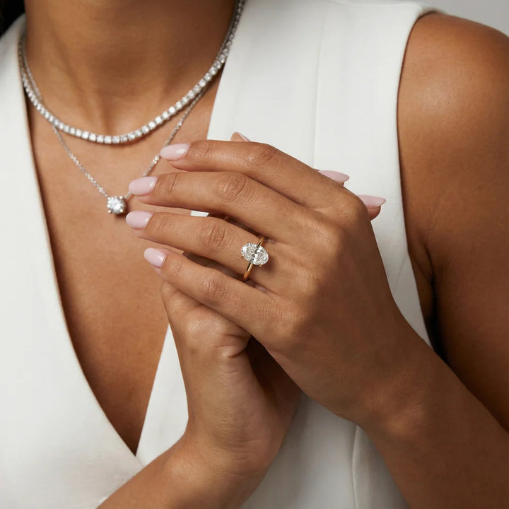 Flora Guardian Solitaire Oval Diamond Engagement & Wedding Ring