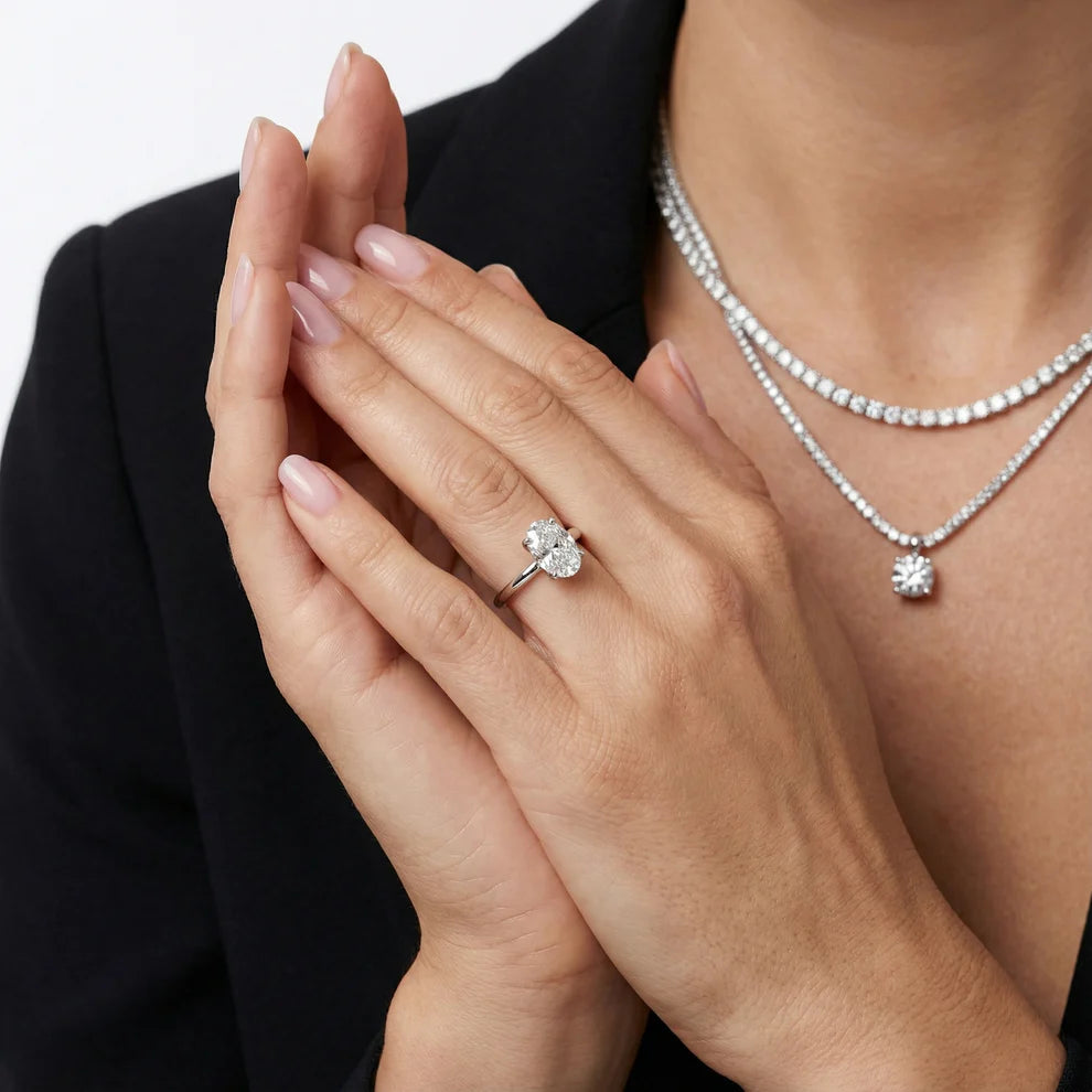 Flora Guardian Solitaire Oval Diamond Engagement & Wedding Ring