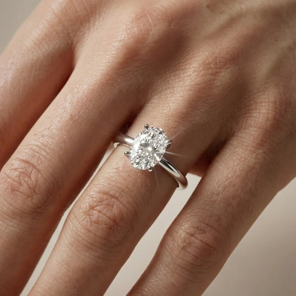 Flora Guardian Solitaire Oval Diamond Engagement & Wedding Ring