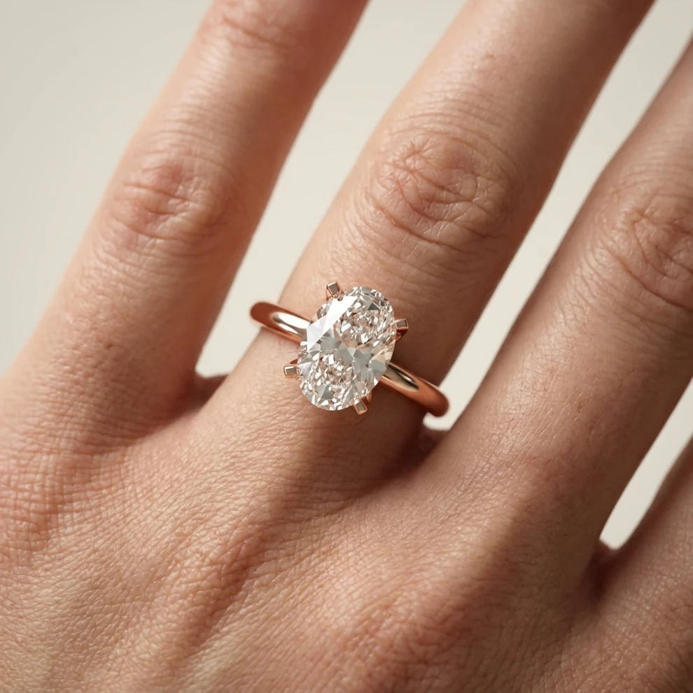 Flora Guardian Solitaire Oval Diamond Engagement & Wedding Ring