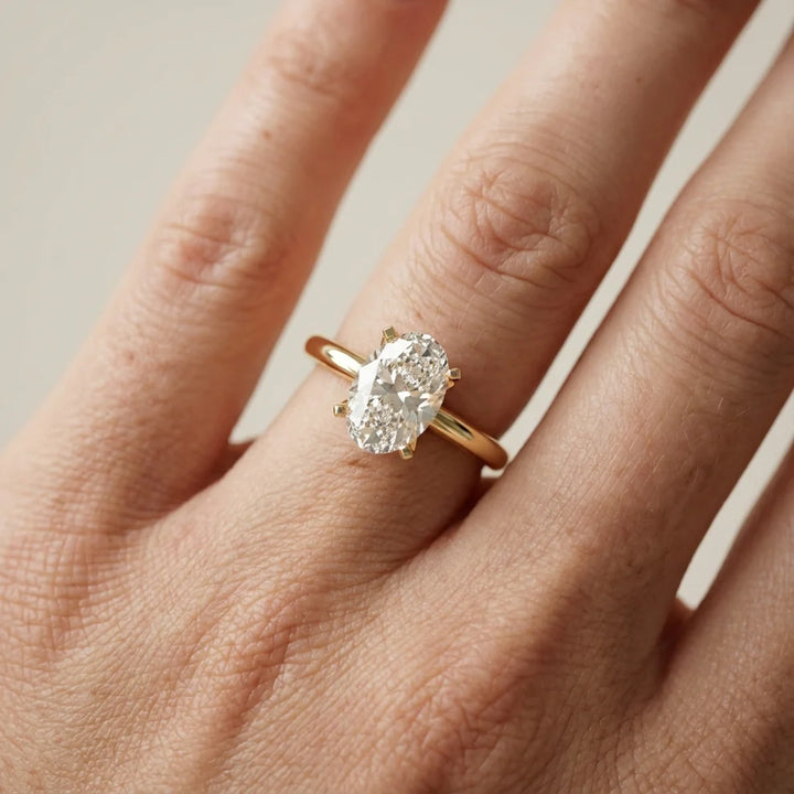 Flora Guardian Solitaire Oval Diamond Engagement & Wedding Ring