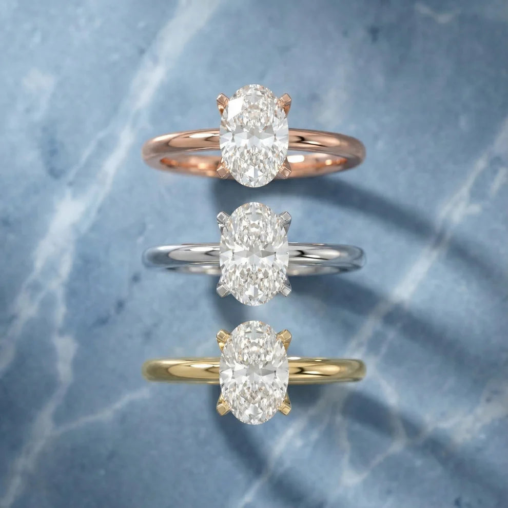 Flora Guardian Solitaire Oval Diamond Engagement & Wedding Ring