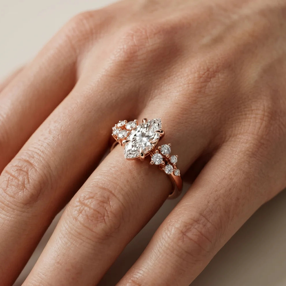 Evelina Bloom Marquise Diamond Engagement & Wedding Ring