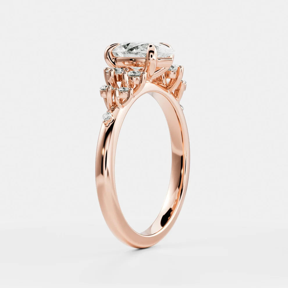 Evelina Bloom Pear Diamond Engagement & Wedding Ring