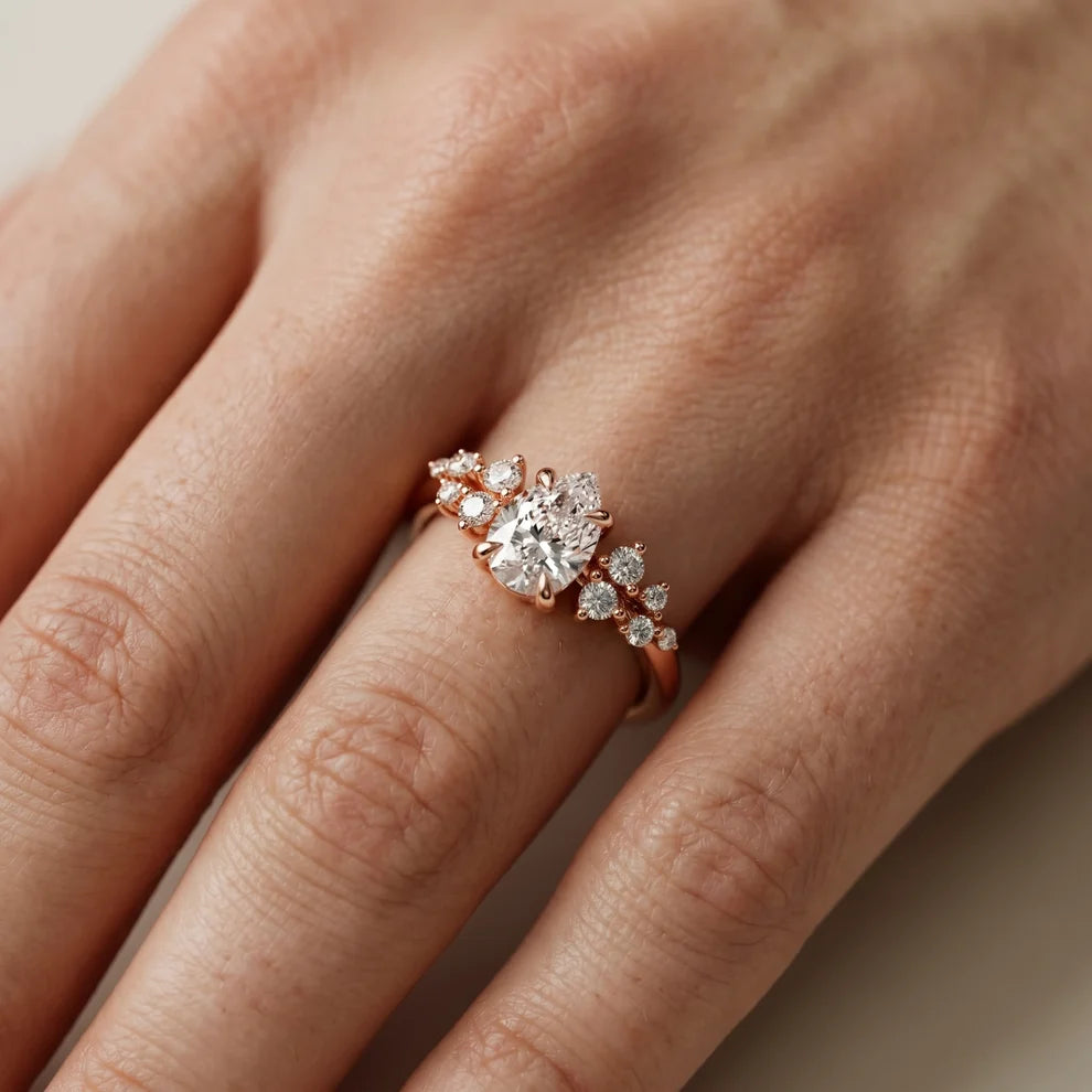 Evelina Bloom Pear Diamond Engagement & Wedding Ring