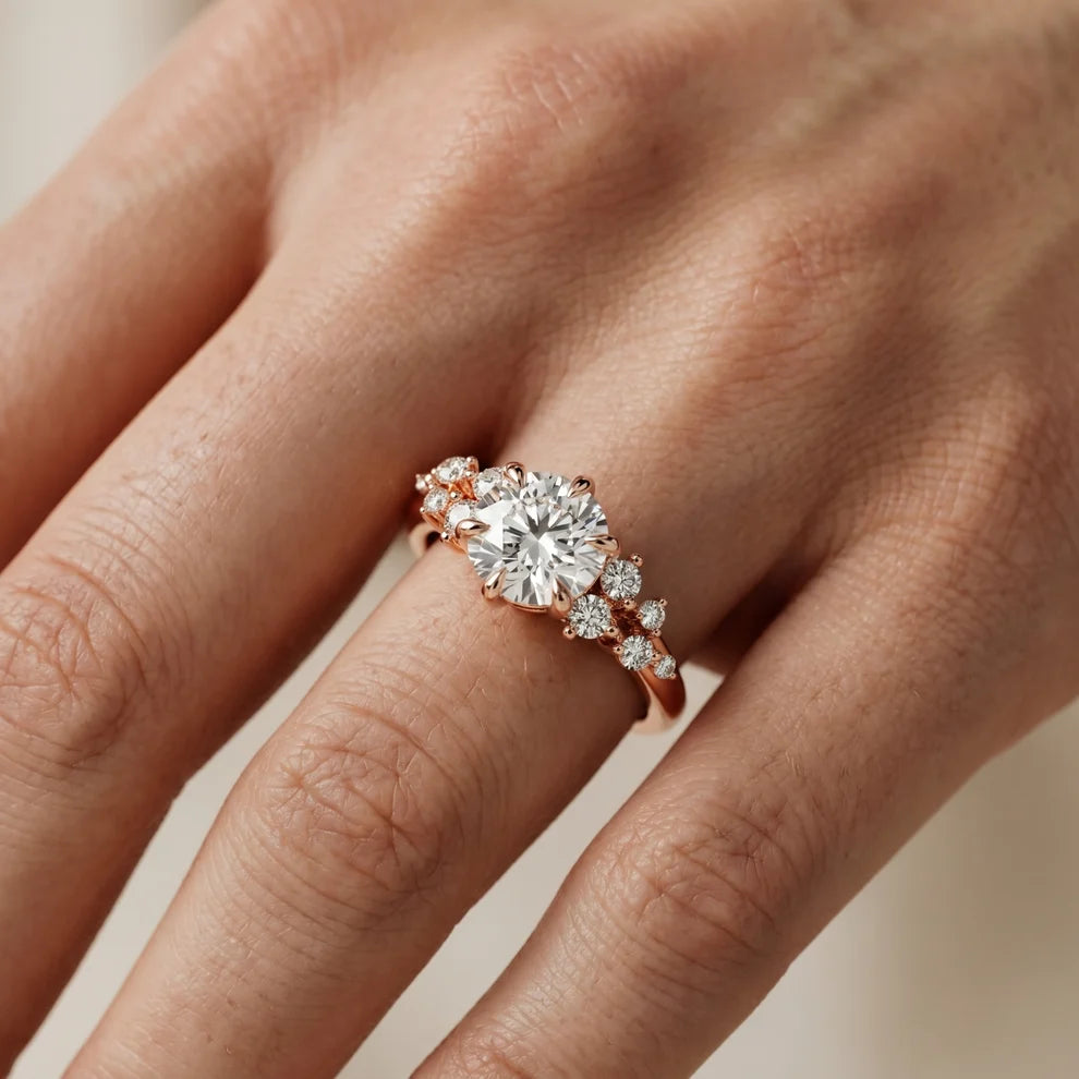 Evelina Bloom Round Diamond Engagement & Wedding Ring