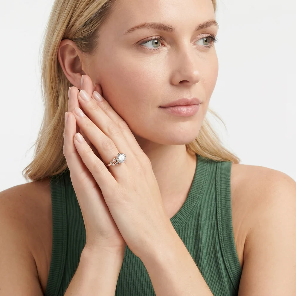 Evelina Bloom Round Diamond Engagement & Wedding Ring
