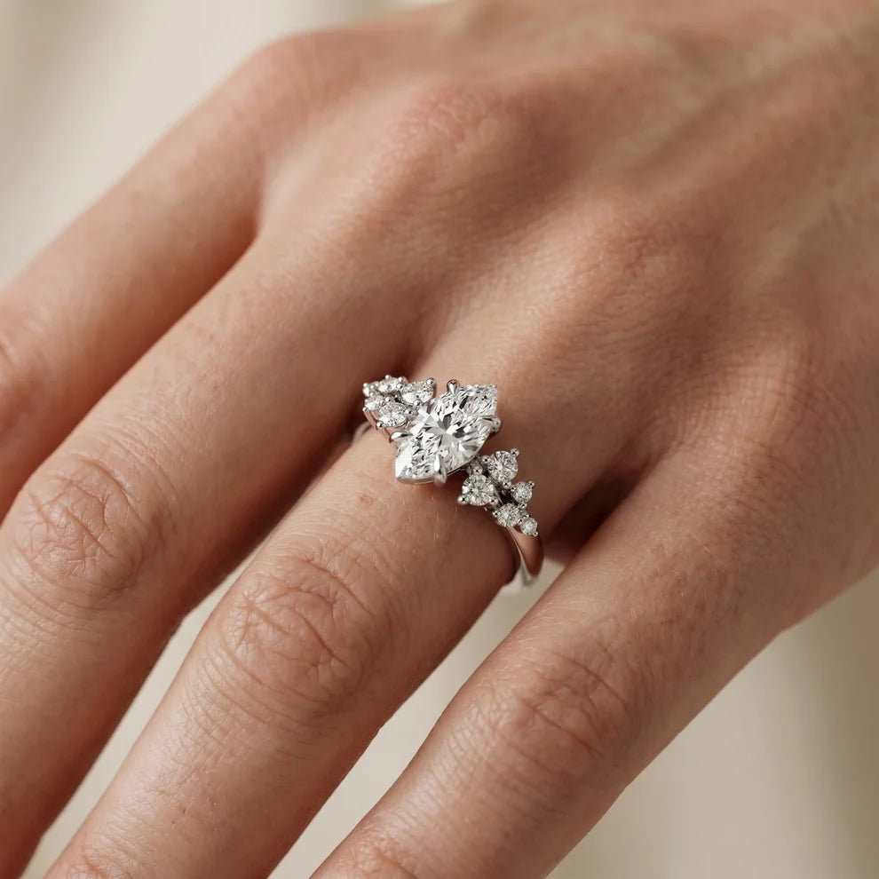 Evelina Bloom Marquise Diamond Engagement & Wedding Ring