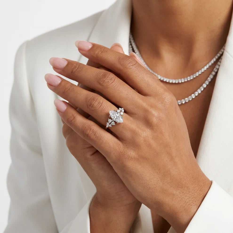 Evelina Bloom Marquise Diamond Engagement & Wedding Ring