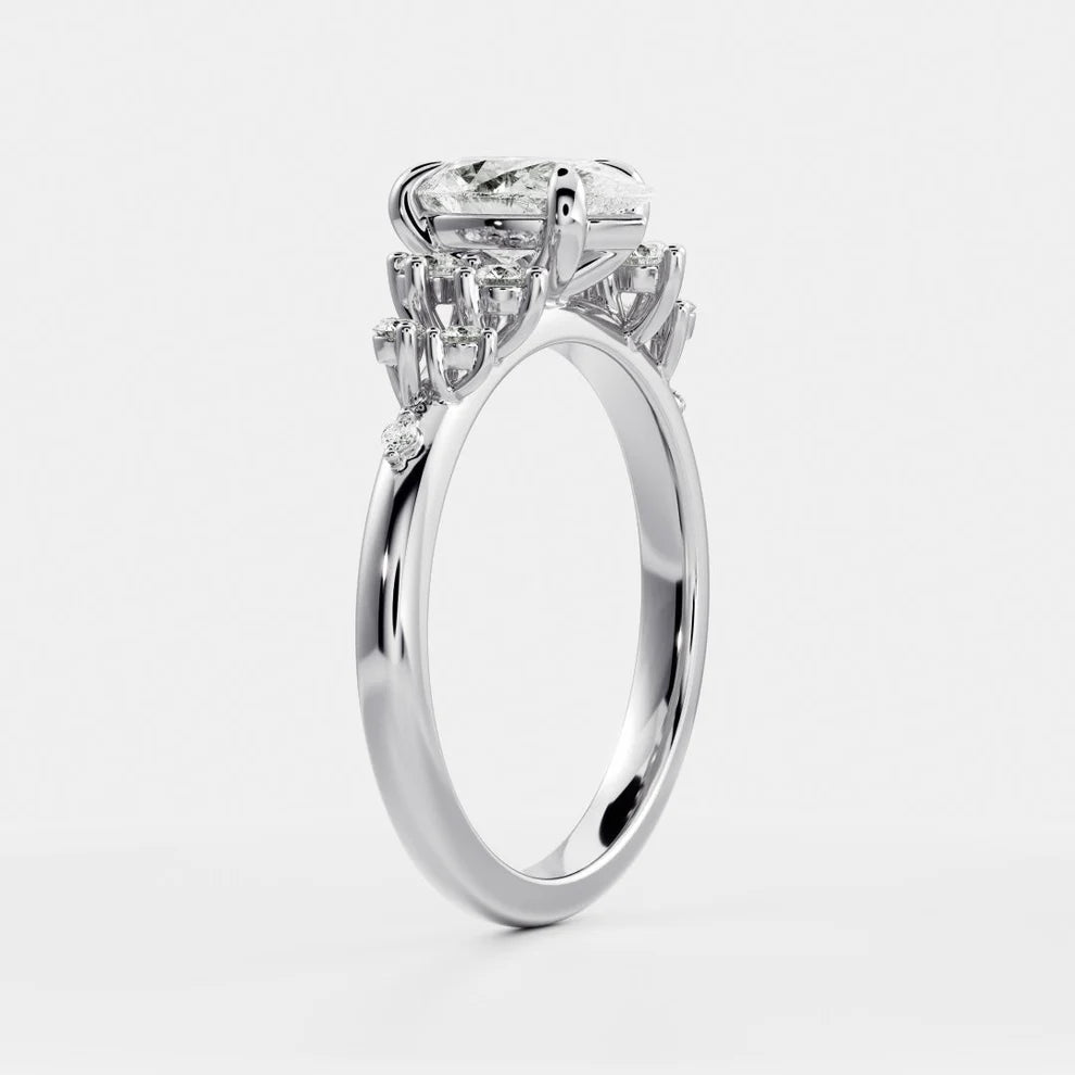 Evelina Bloom Pear Diamond Engagement & Wedding Ring