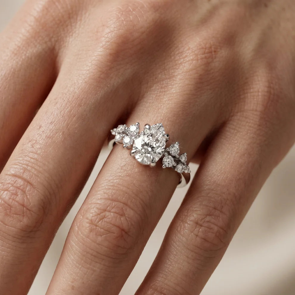Evelina Bloom Pear Diamond Engagement & Wedding Ring