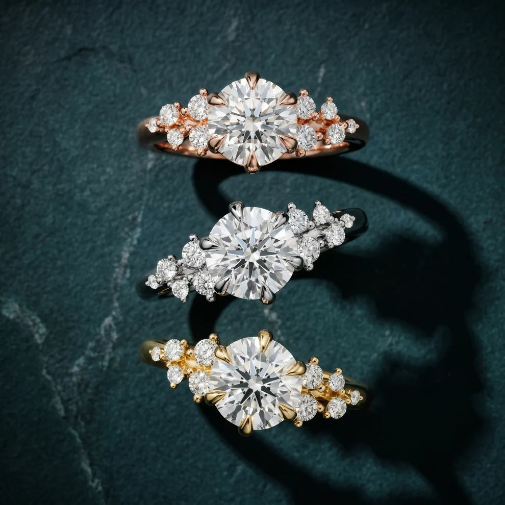 Evelina Bloom Round Diamond Engagement & Wedding Ring