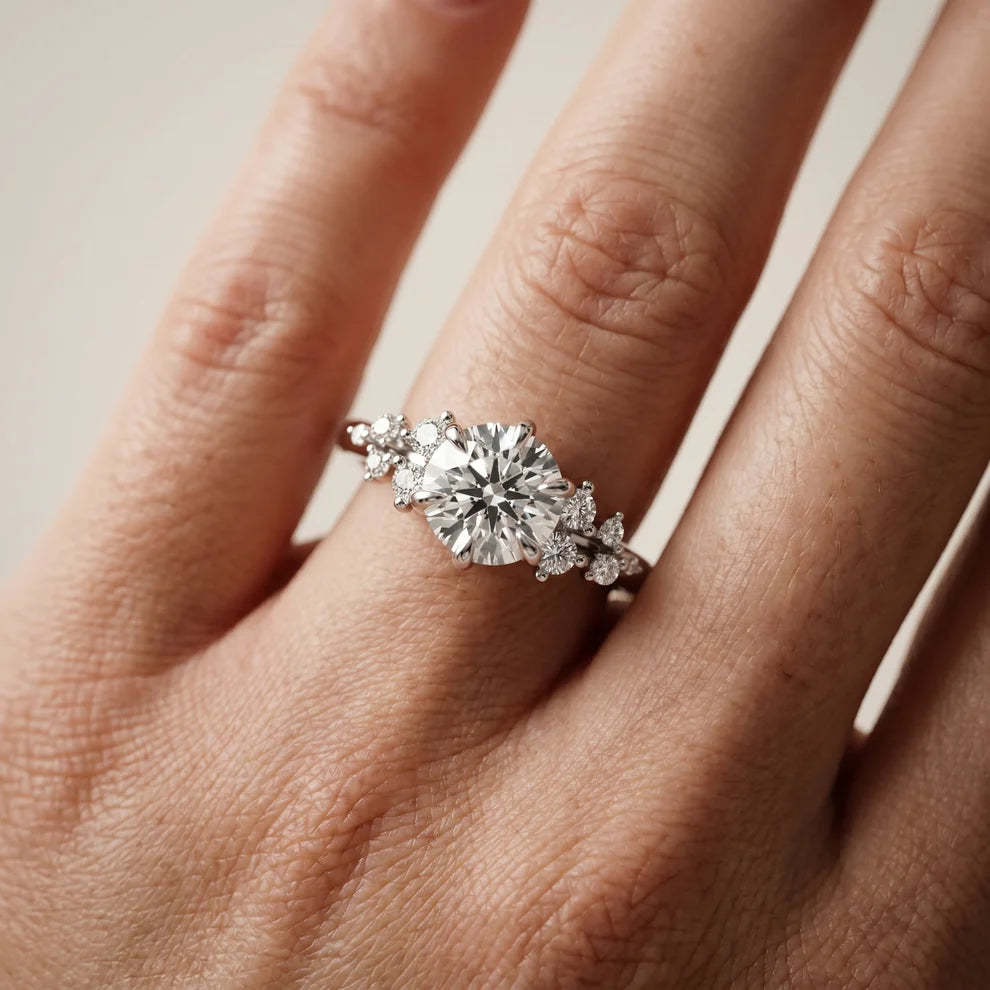 Evelina Bloom Round Diamond Engagement & Wedding Ring