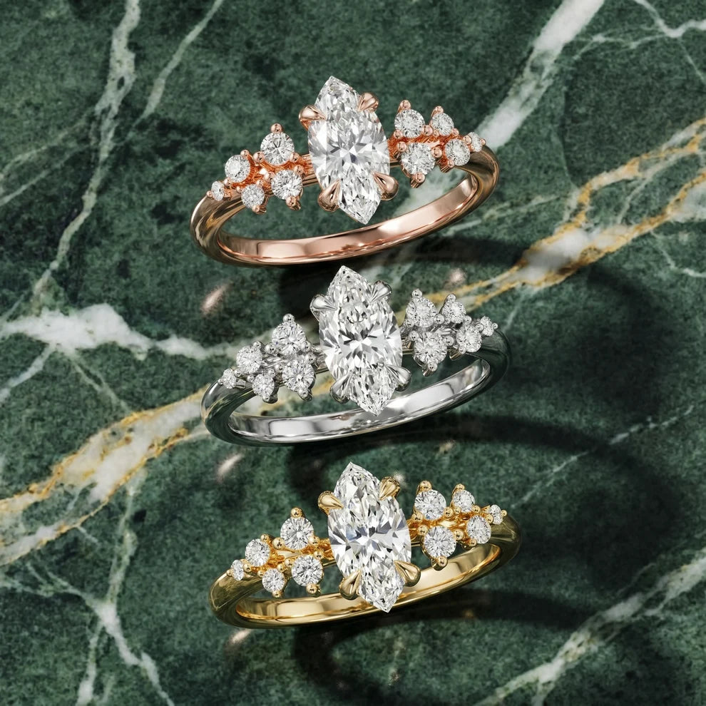 Evelina Bloom Marquise Diamond Engagement & Wedding Ring