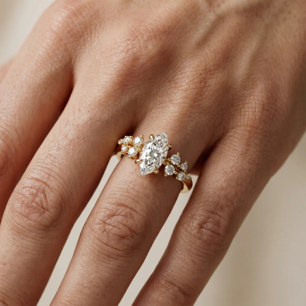 Evelina Bloom Marquise Diamond Engagement & Wedding Ring