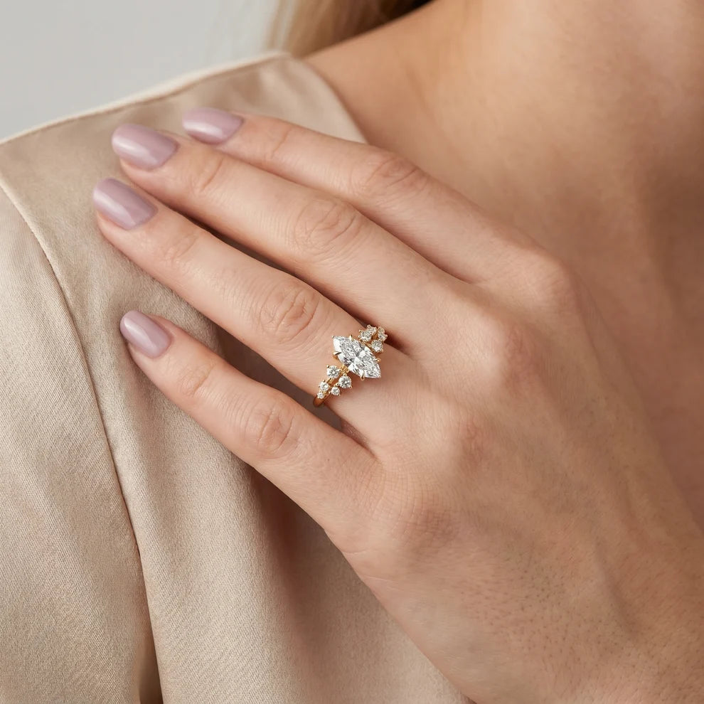Evelina Bloom Marquise Diamond Engagement & Wedding Ring