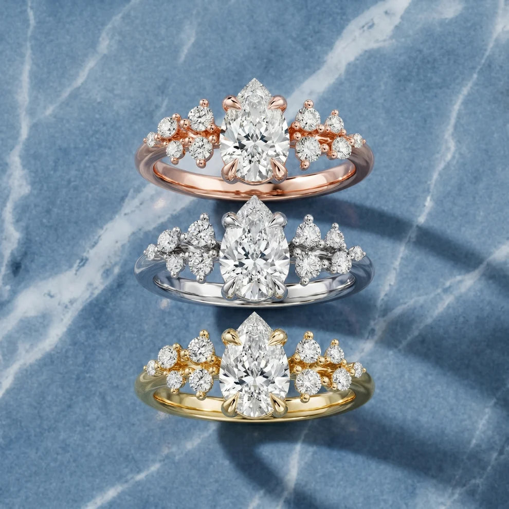 Evelina Bloom Pear Diamond Engagement & Wedding Ring