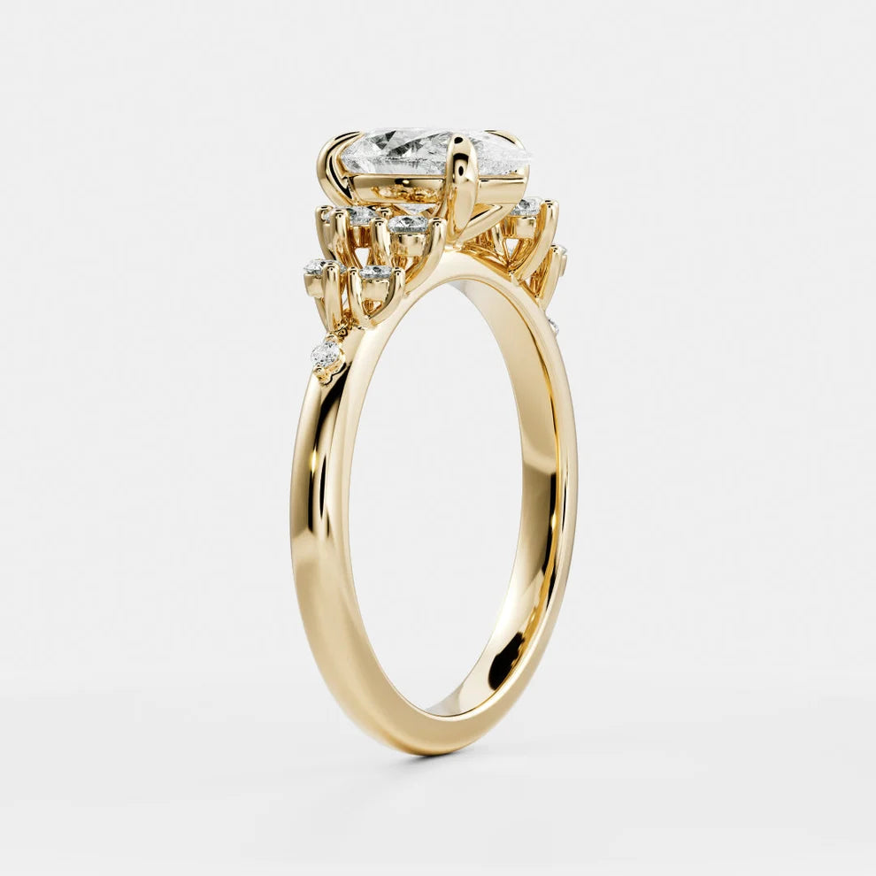 Evelina Bloom Pear Diamond Engagement & Wedding Ring