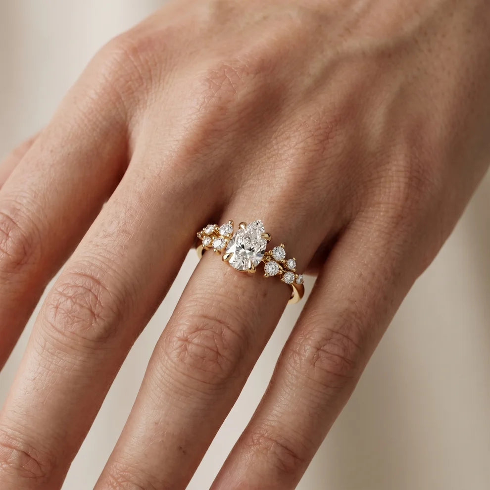 Evelina Bloom Pear Diamond Engagement & Wedding Ring