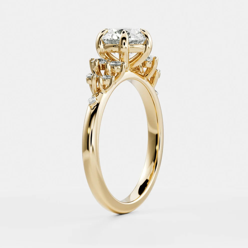 Evelina Bloom Round Diamond Engagement & Wedding Ring