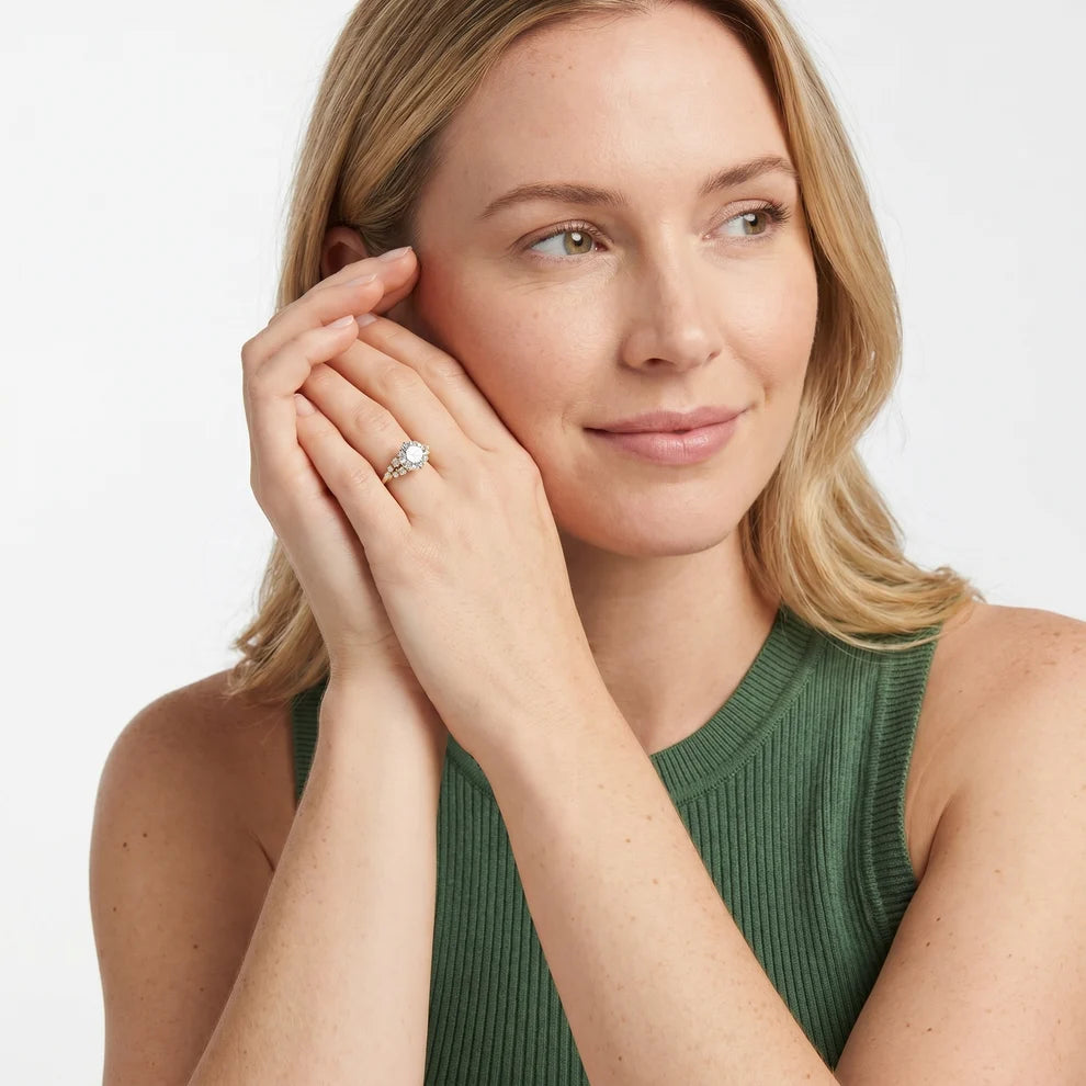 Evelina Bloom Round Diamond Engagement & Wedding Ring
