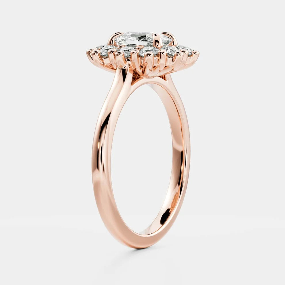 Halo Glow Cushion Diamond Engagement & Wedding Ring