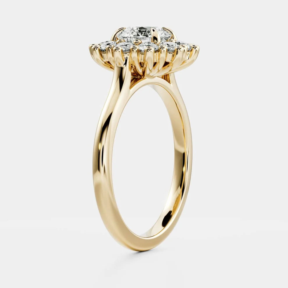 Halo Glow Round Diamond Engagement & Wedding Ring