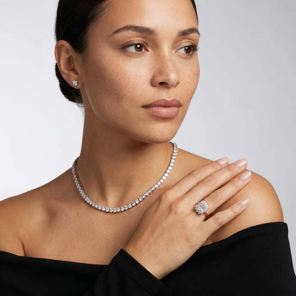 Halo Glow Cushion Diamond Engagement & Wedding Ring