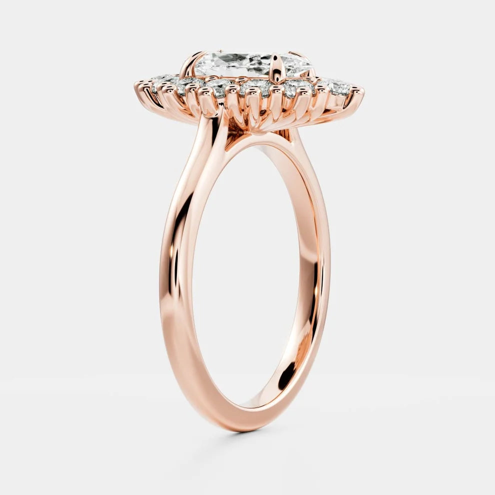 Halo Glow Marquise Diamond Engagement & Wedding Ring