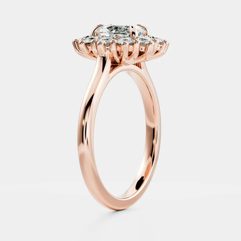 Halo Glow Oval Diamond Engagement & Wedding Ring