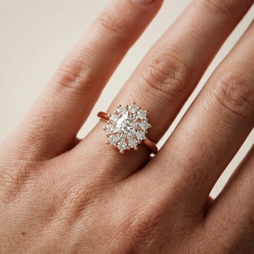 Halo Glow Oval Diamond Engagement & Wedding Ring