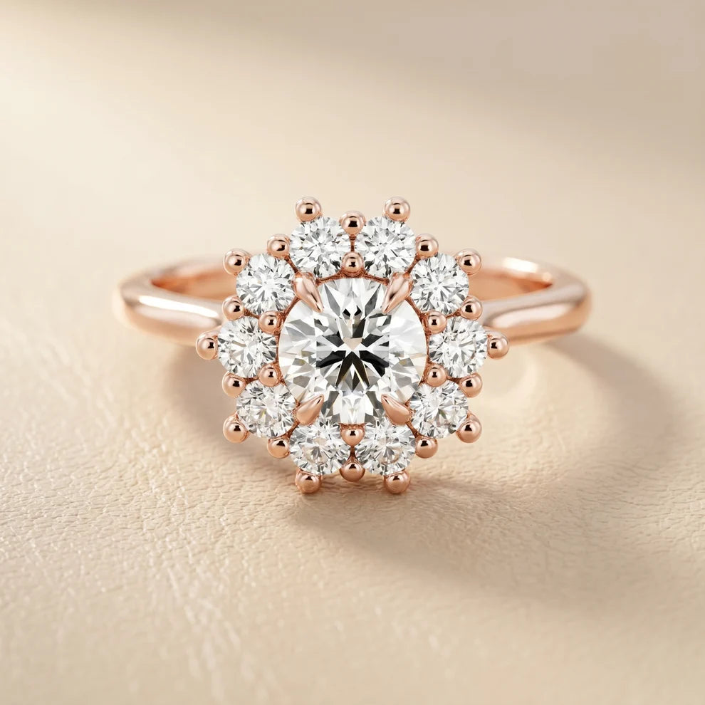 Halo Glow Round Diamond Engagement & Wedding Ring