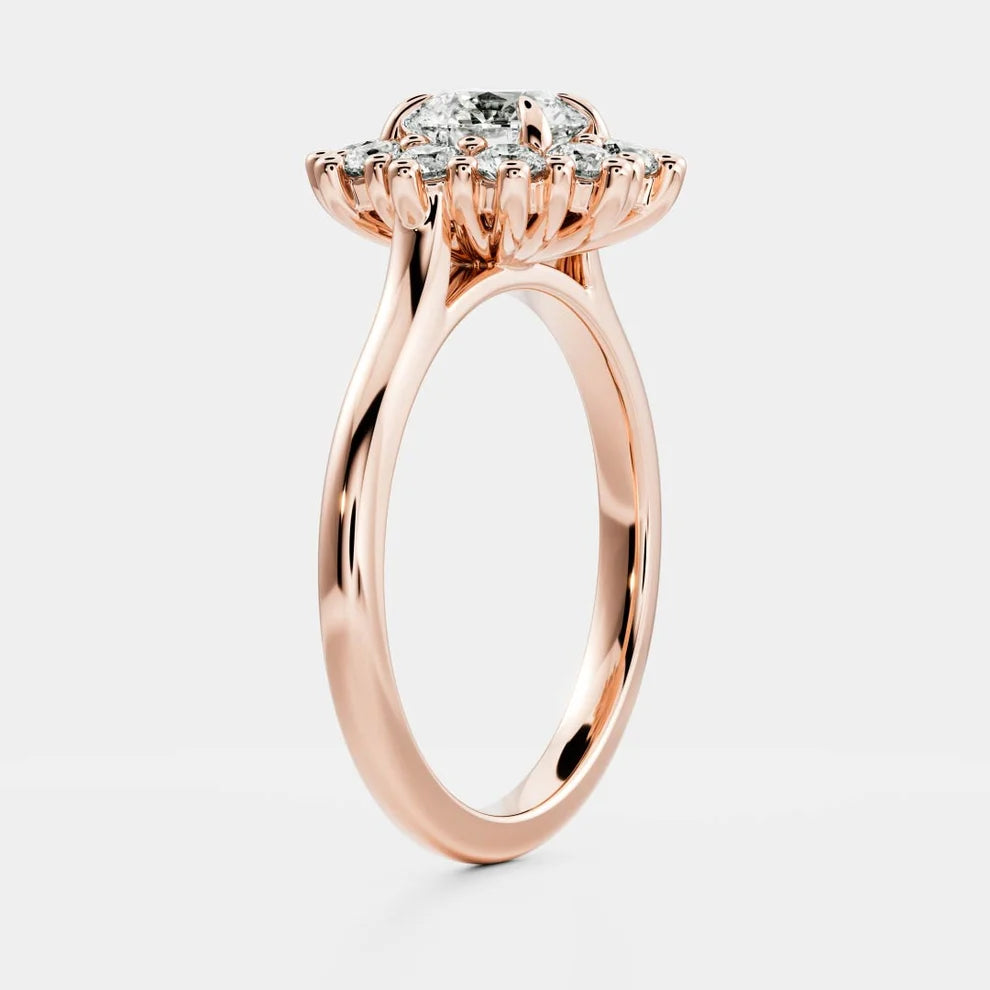 Halo Glow Round Diamond Engagement & Wedding Ring