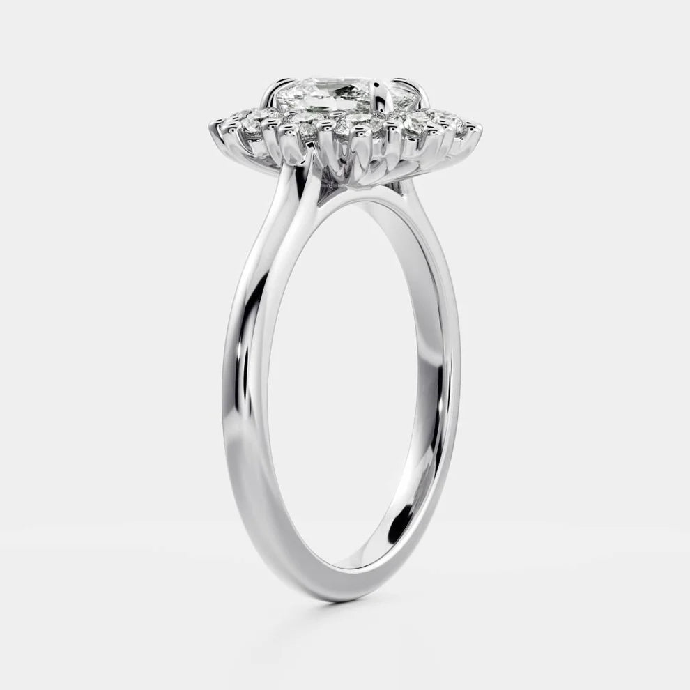 Halo Glow Cushion Diamond Engagement & Wedding Ring