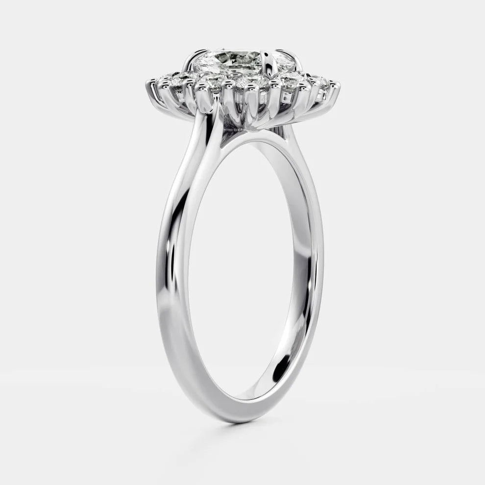 Halo Glow Oval Diamond Engagement & Wedding Ring