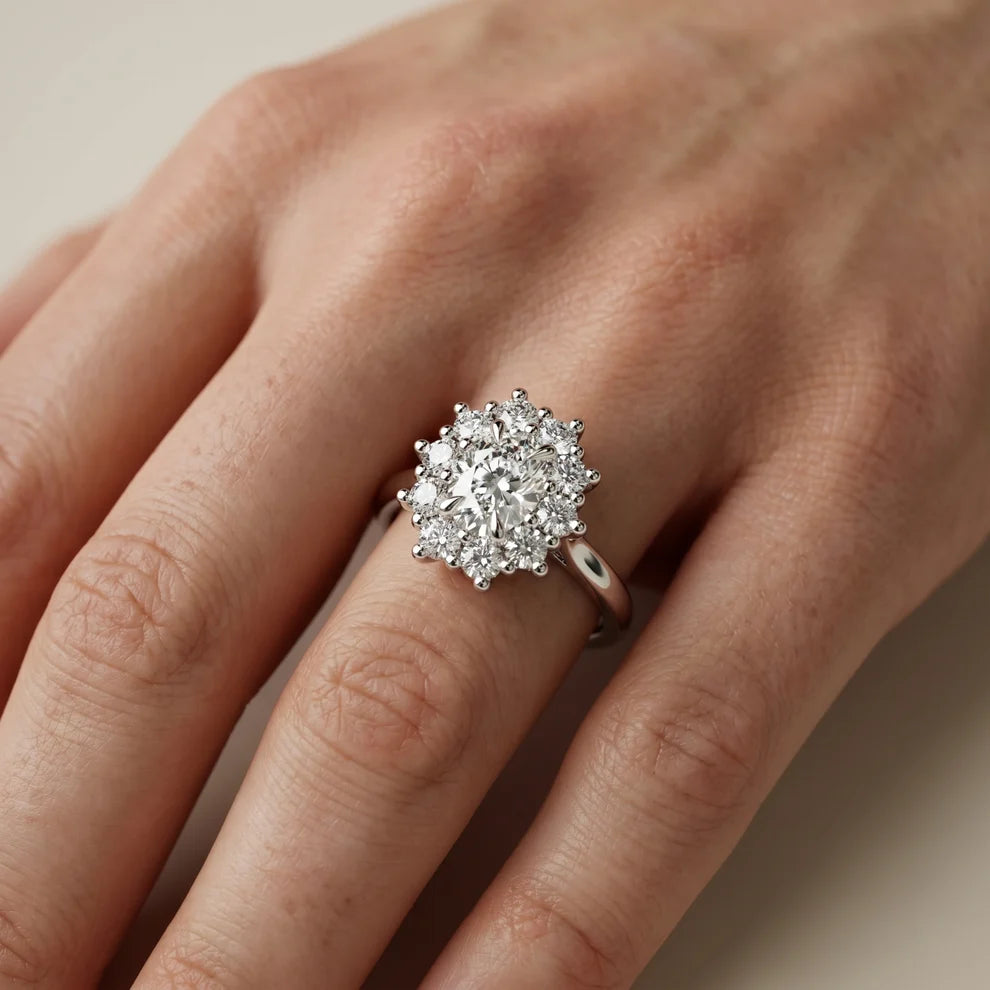 Halo Glow Oval Diamond Engagement & Wedding Ring