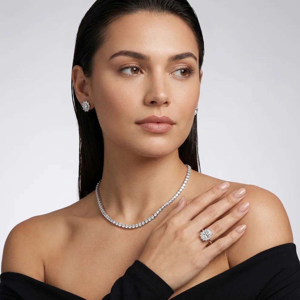 Halo Glow Oval Diamond Engagement & Wedding Ring