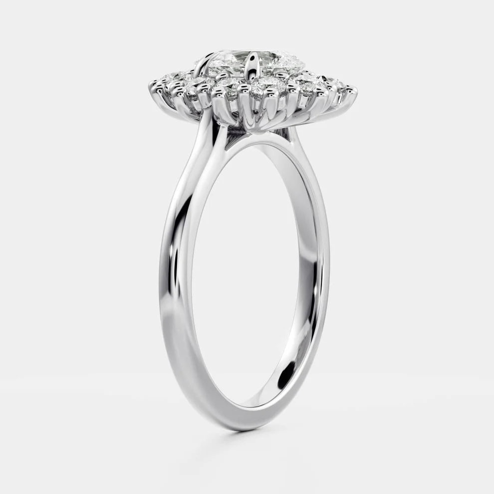 Halo Glow Pear Diamond Engagement & Wedding Ring