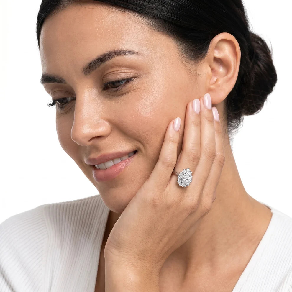 Halo Glow Pear Diamond Engagement & Wedding Ring