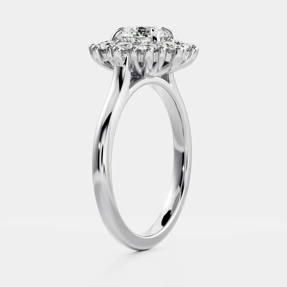 Halo Glow Round Diamond Engagement & Wedding Ring