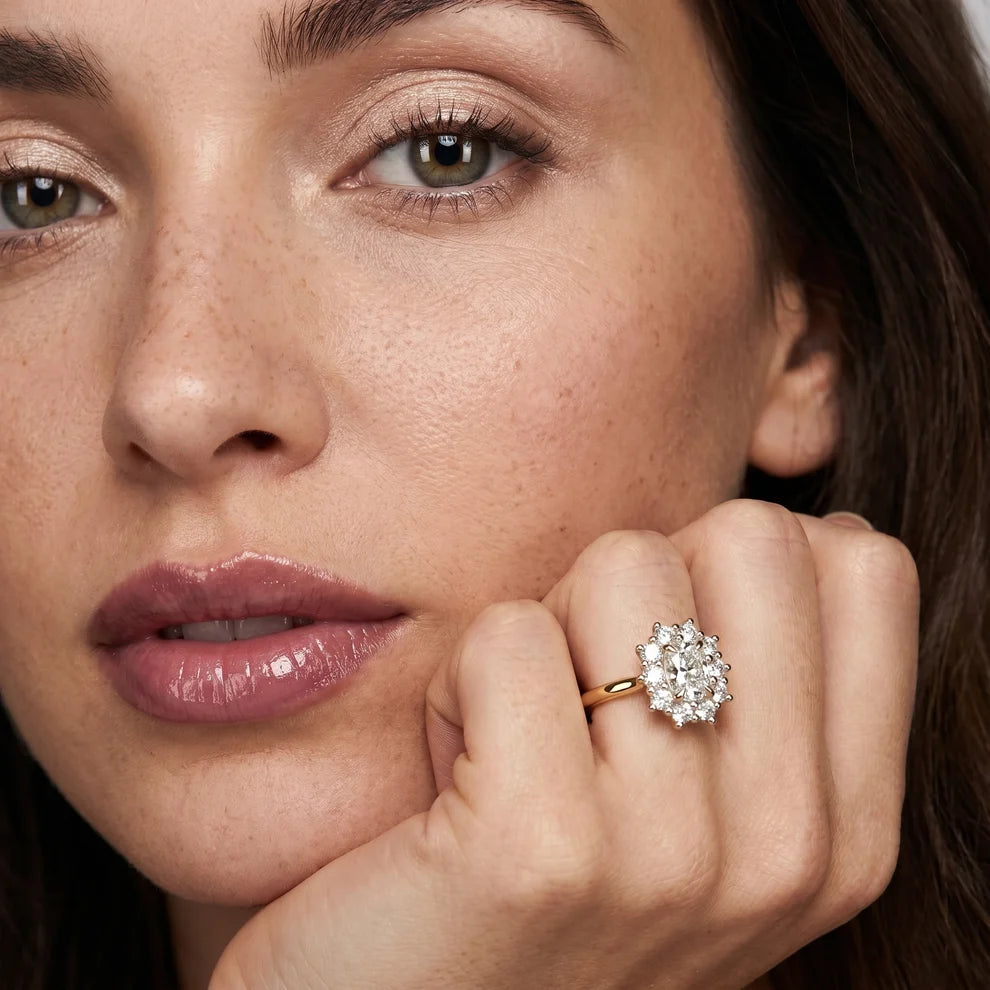Halo Glow Cushion Diamond Engagement & Wedding Ring