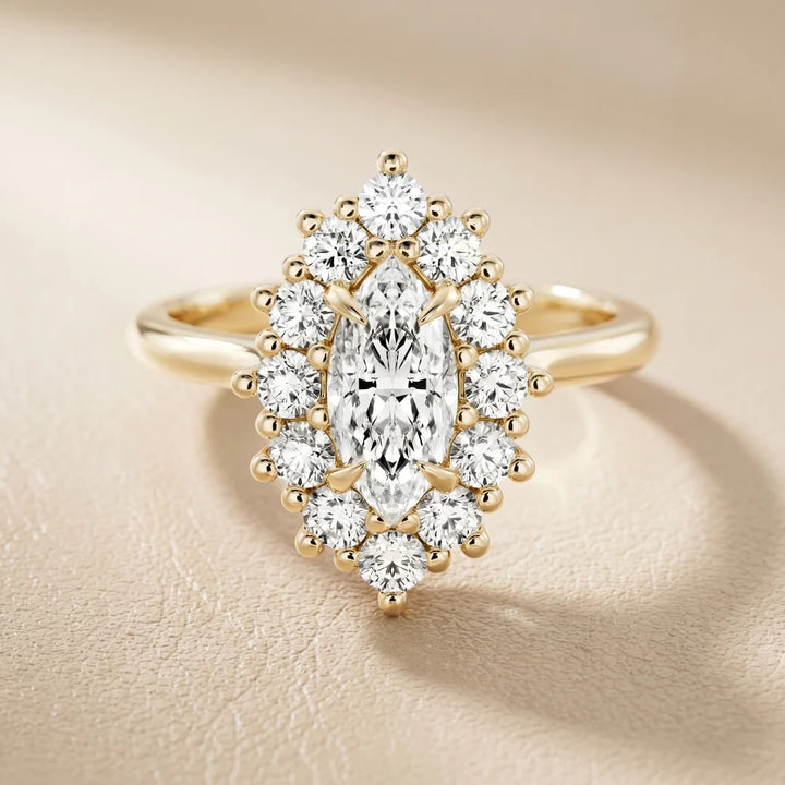Halo Glow Marquise Diamond Engagement & Wedding Ring