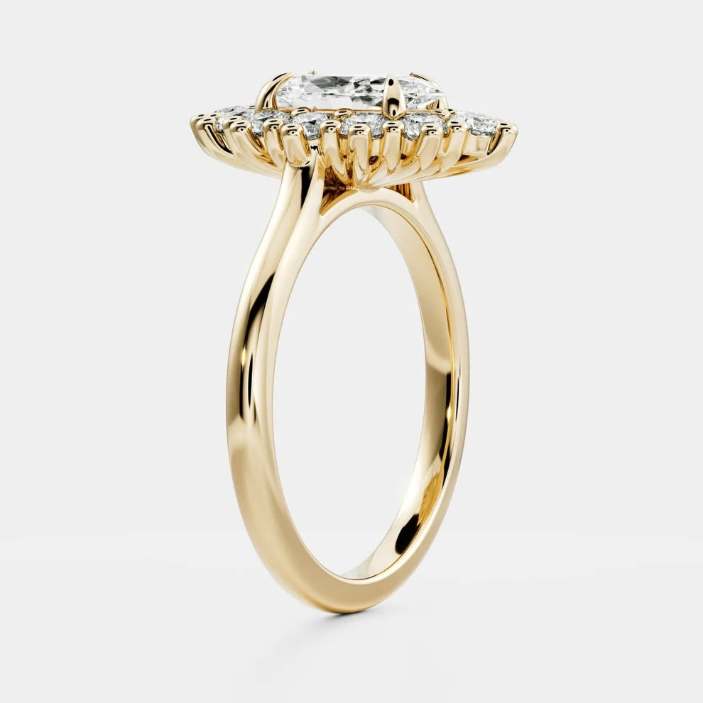 Halo Glow Marquise Diamond Engagement & Wedding Ring
