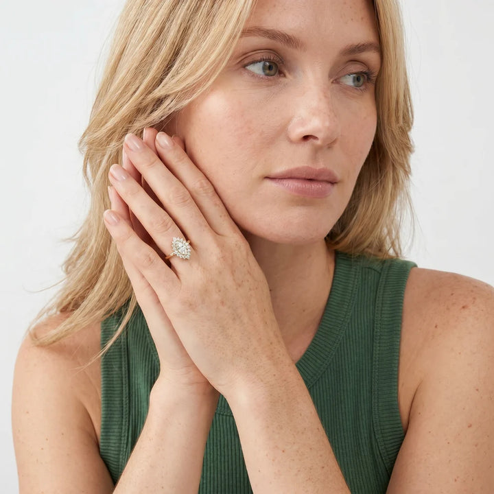 Halo Glow Marquise Diamond Engagement & Wedding Ring
