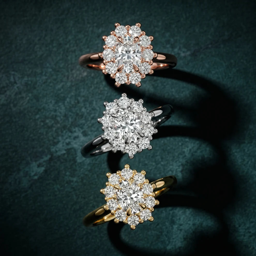 Halo Glow Oval Diamond Engagement & Wedding Ring