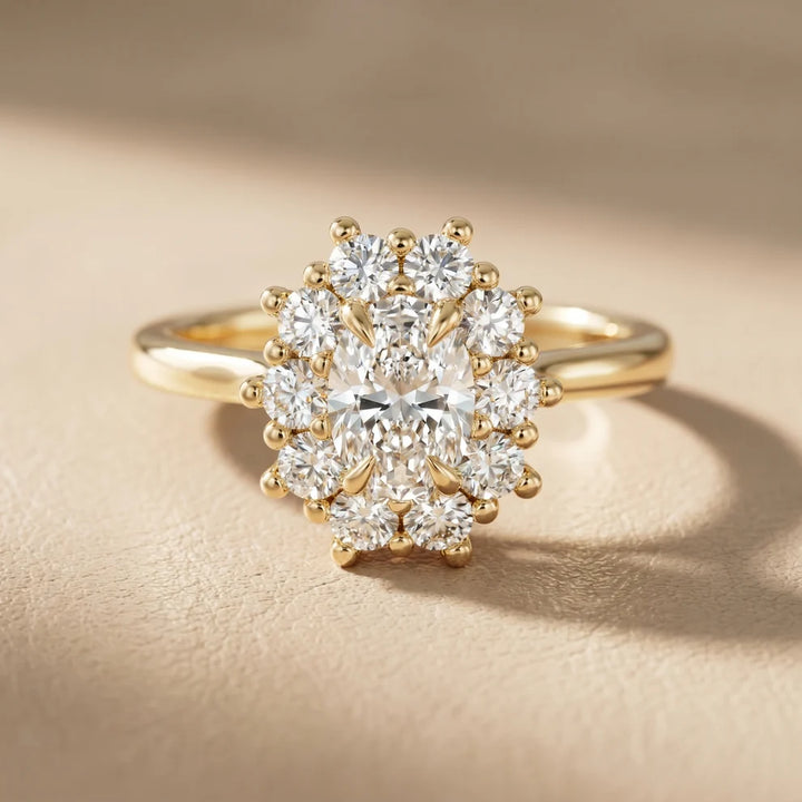 Halo Glow Oval Diamond Engagement & Wedding Ring