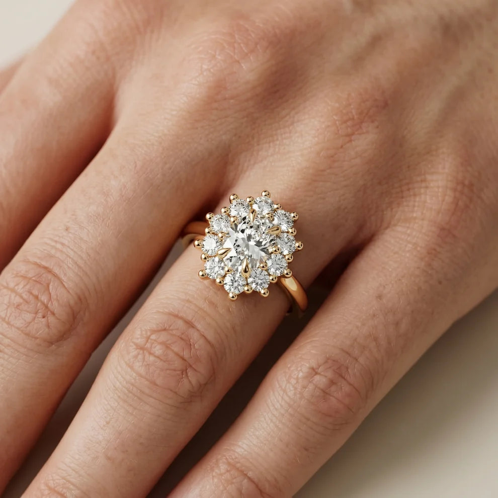 Halo Glow Oval Diamond Engagement & Wedding Ring