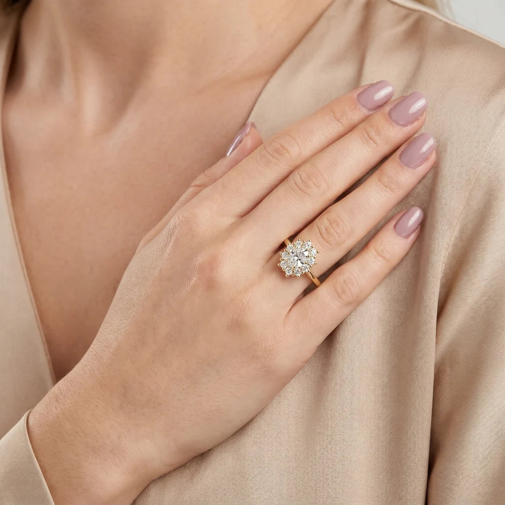 Halo Glow Oval Diamond Engagement & Wedding Ring